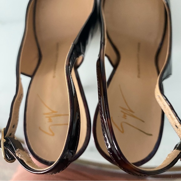 Giuseppe Zanotti Patent Leather Platform Slingback Peep Toe Sandals - Picture 5 of 14